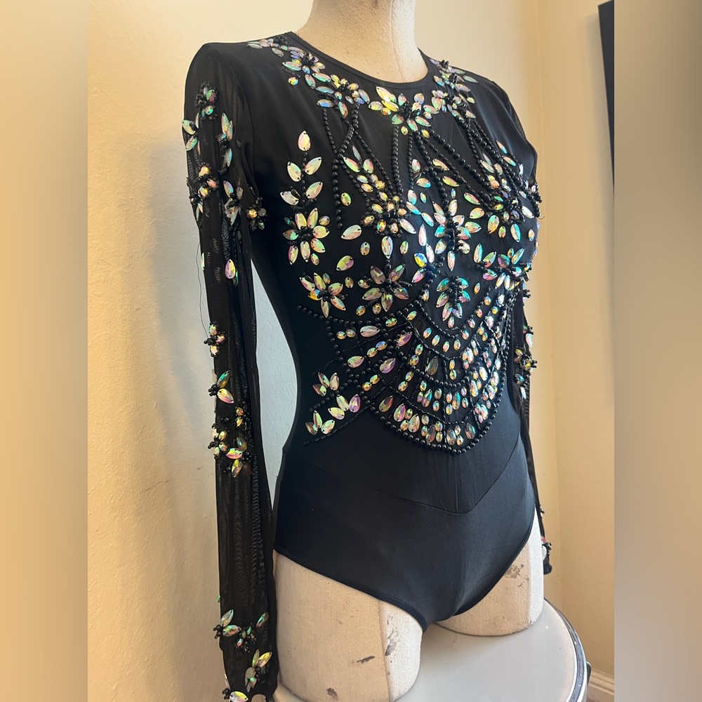 Black Bedazzled Women's bodysuit